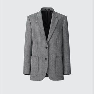 Uniqlo : C Women Tweed Oversized Jacket Dark Gray Versatile Stylish Small NWT